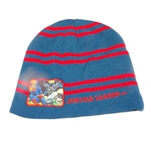 Justice League DC Comics Beanie Hat Blue Red Striped Superman Batman Kids Mens